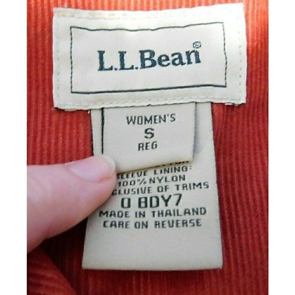 L.L.BEAN ORANGE CORDUROY JEAN JACKET, WOMAN'S SIZE SMALL - Picture 7 of 7